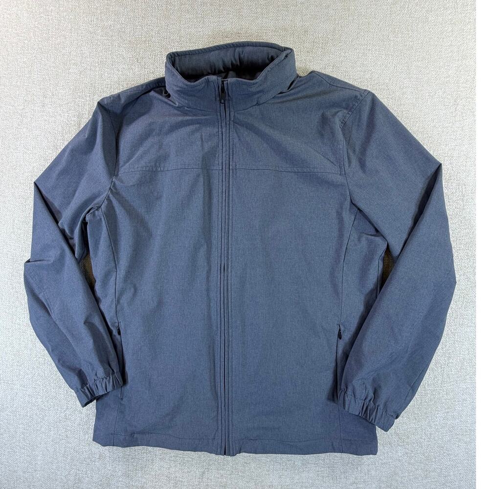 Mizzen + Main Men's Large Gray Full Zip Hooded Performance Travel Casual Jacket